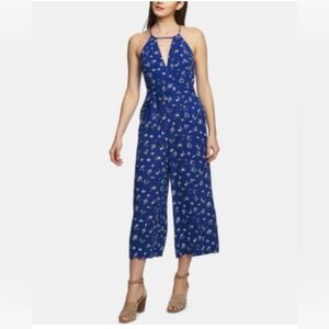 STATE Blue floral jumpsuit